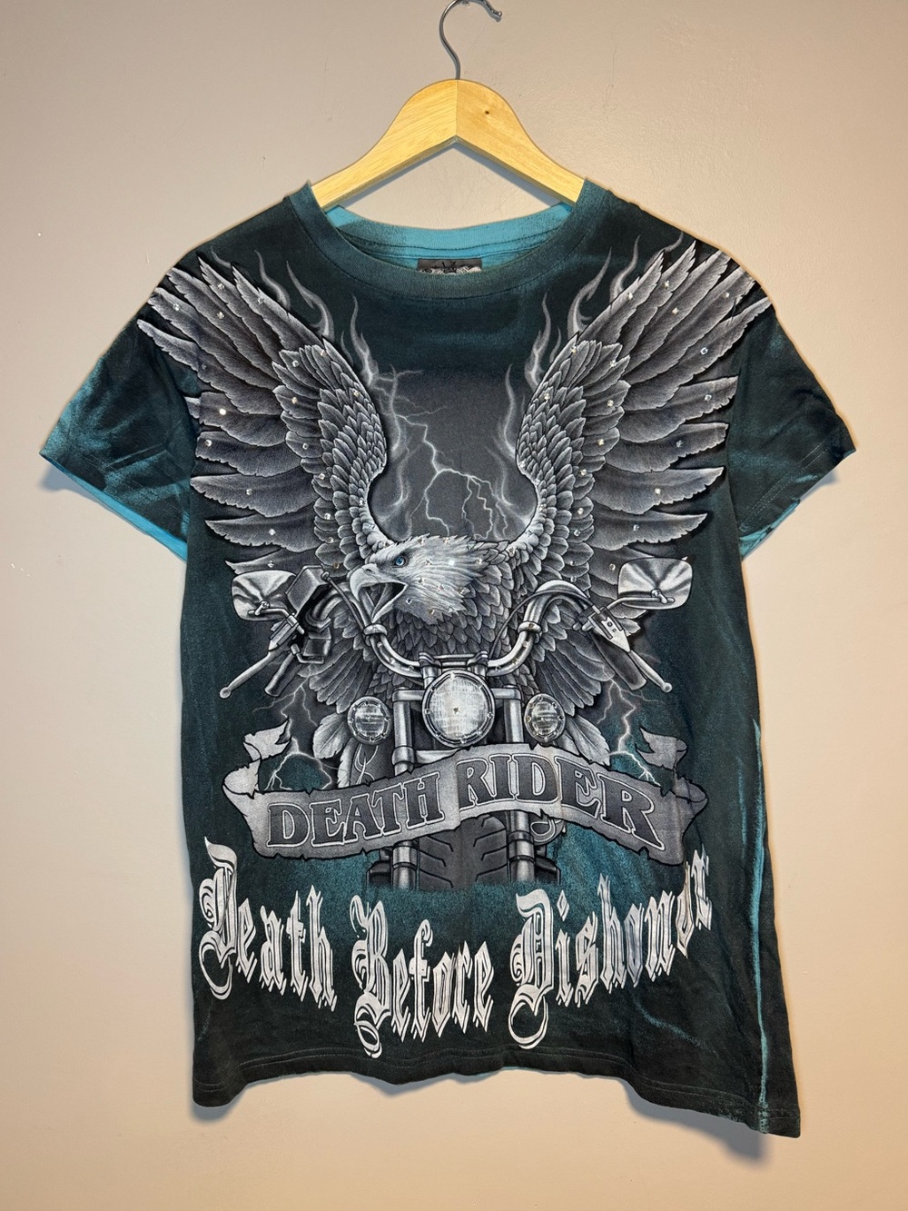 Vintage Bulzeye Y2K Death Rider Eagle T-Shirt / Large / AOP